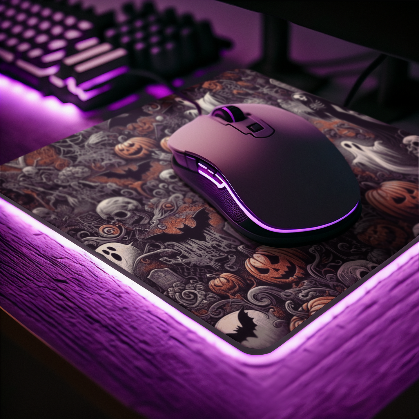 Haunted Harvest - Black - Gothic-Themed Mouse Pad