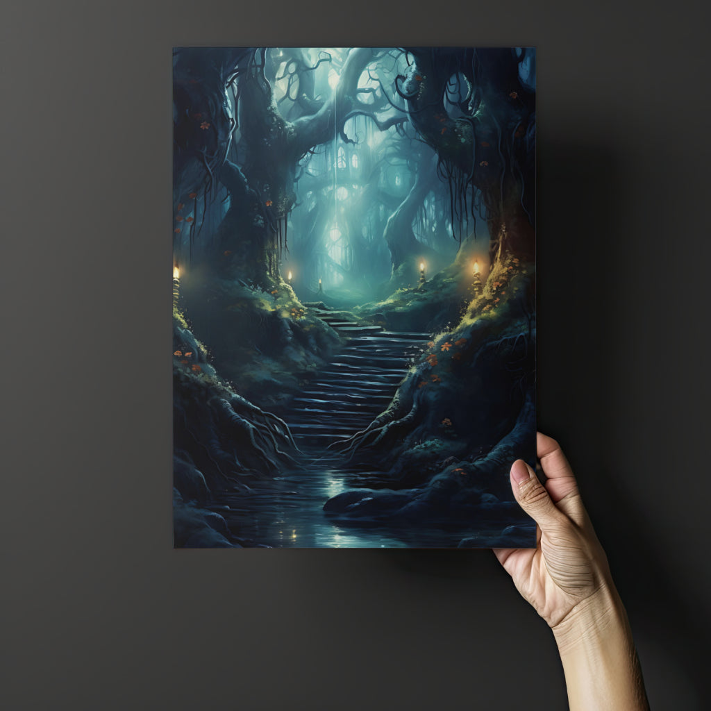 Blue Stairway - Framed Matte Canvas Print