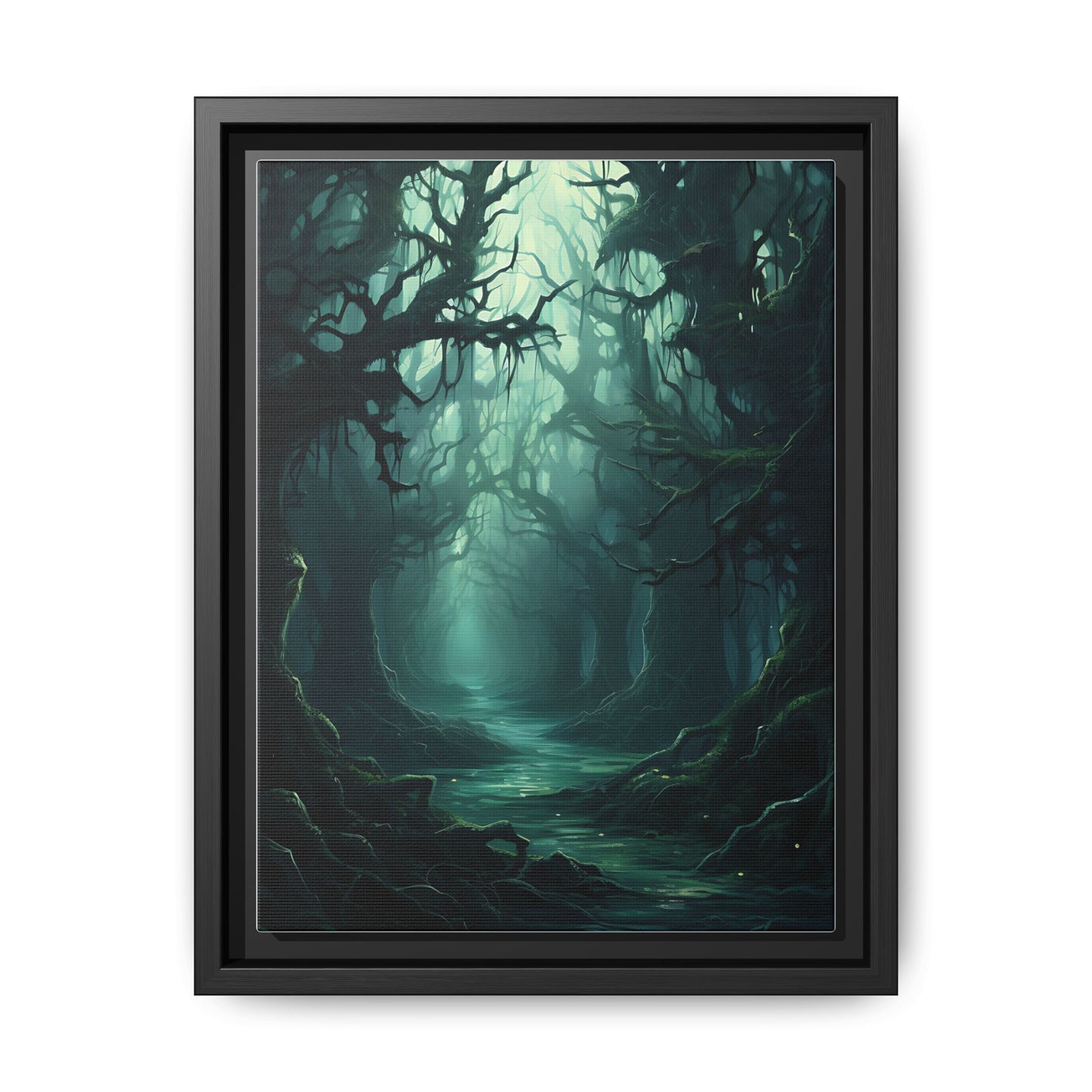 Wicked Blue Forest - Framed Matte Canvas Print