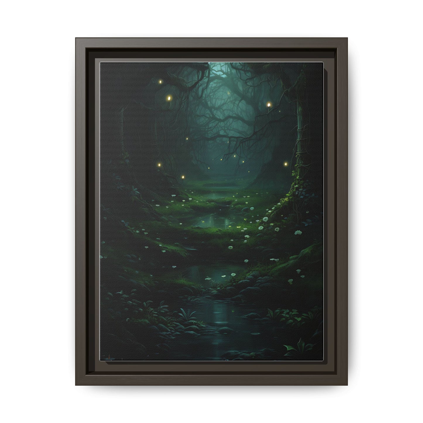 Fireflies and Flowers - Gothic Framed Matte Canvas Print