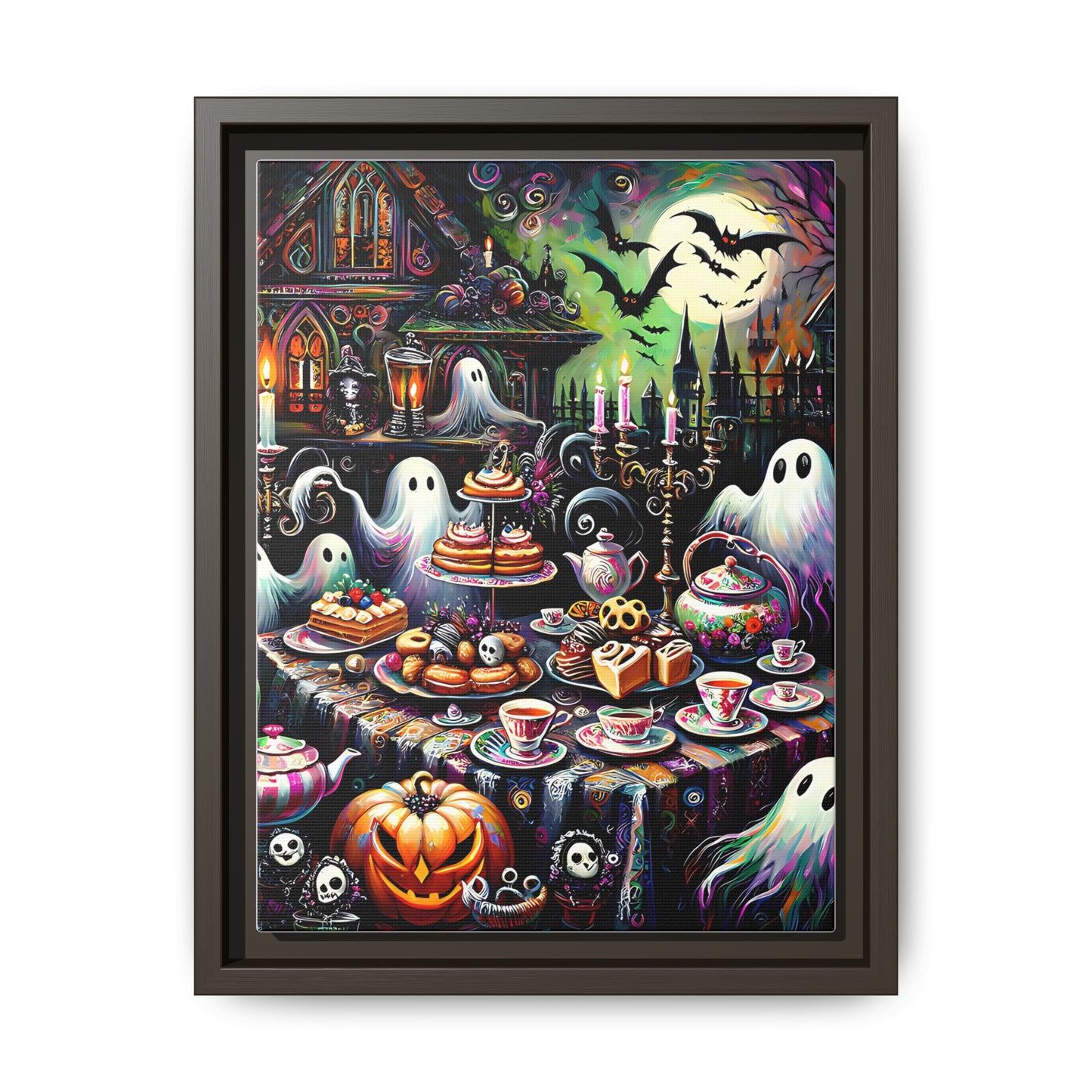 Haunted Tea Party - Gothic Framed Matte Canvas Print