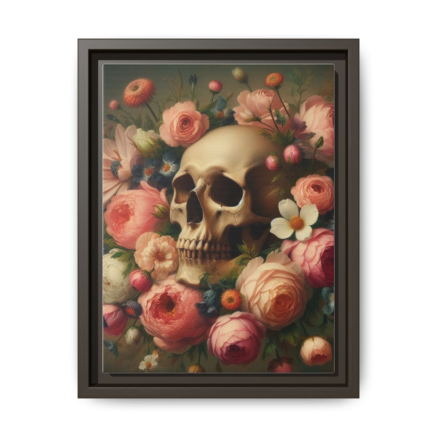 Death in Bloom - Gothic Framed Matte Canvas Print