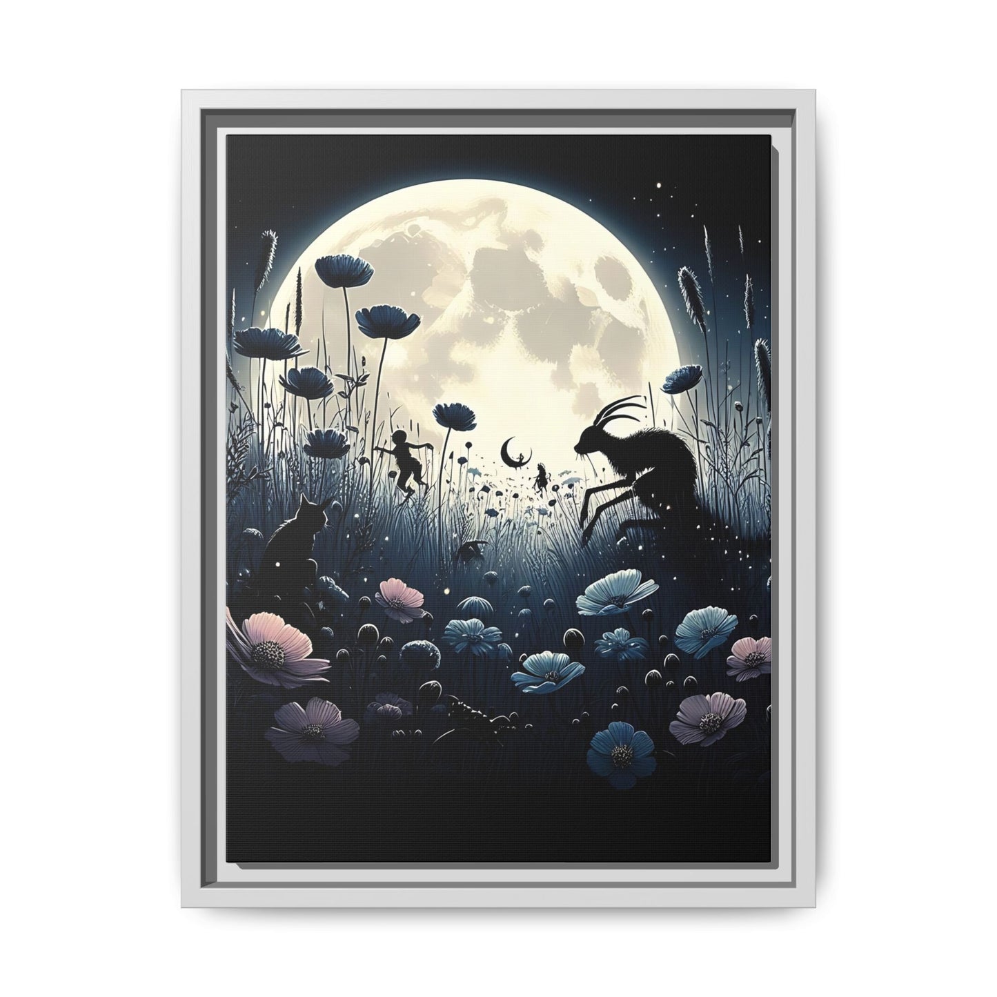 Moonlit Meadow - Gothic Framed Matte Canvas Print
