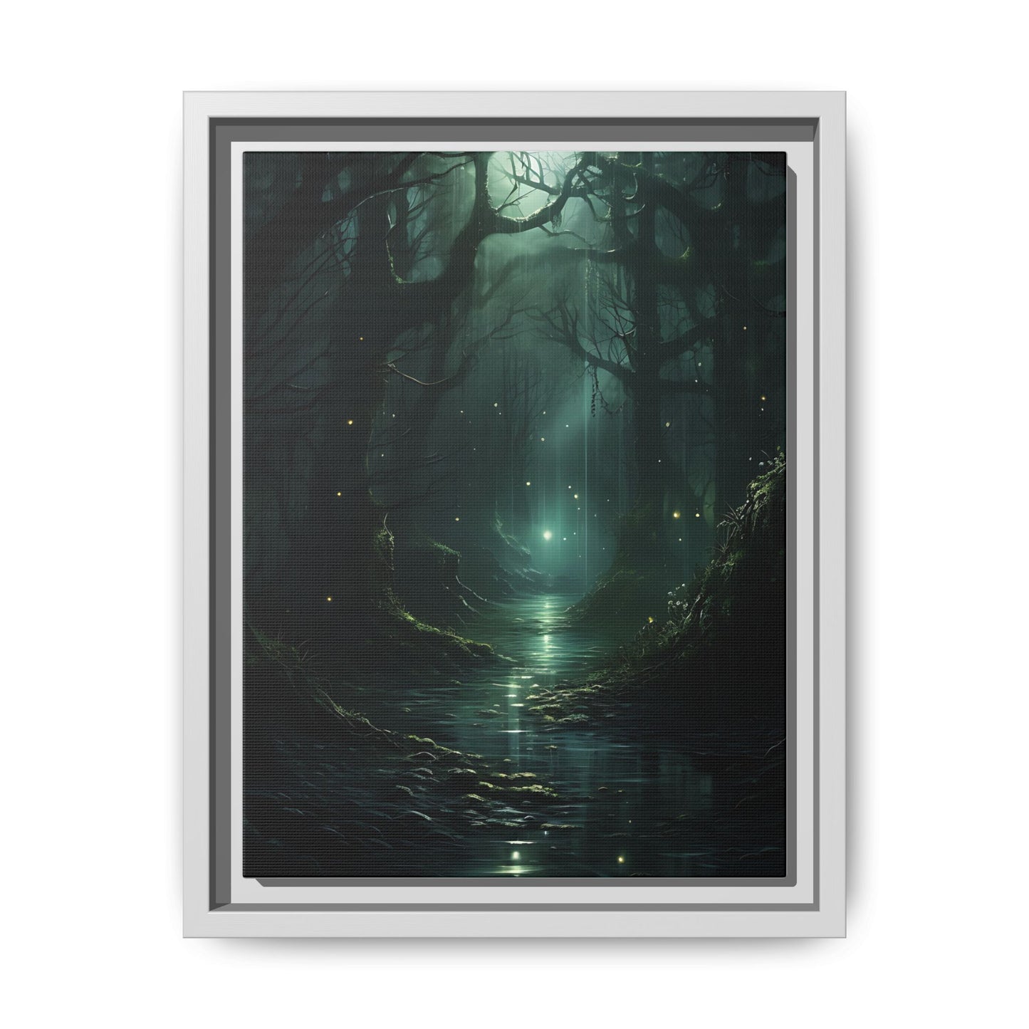 Forest River - Gothic Framed Matte Canvas Print