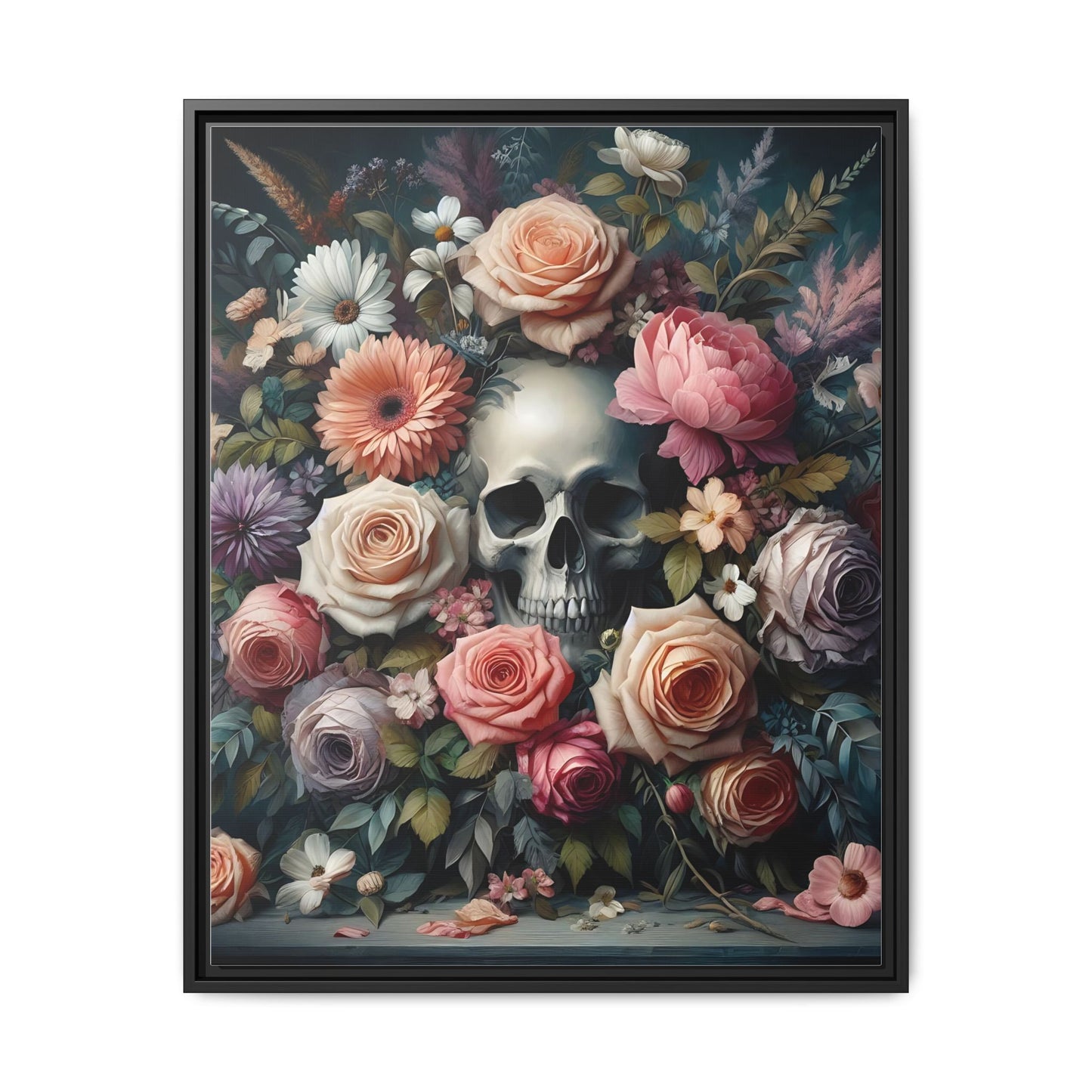 Bones & Blooms - Framed Matte Canvas Print