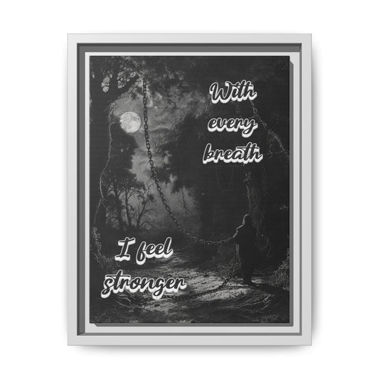 With Every Breath - Positive Affirmation Framed Matte Canvas Print