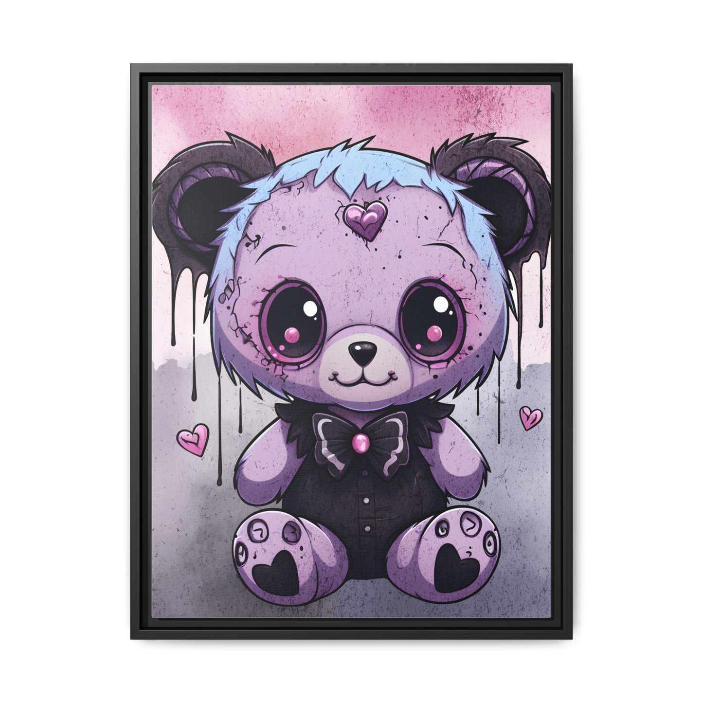 Ethereal Heart Teddy - Gothic Framed Matte Canvas Print