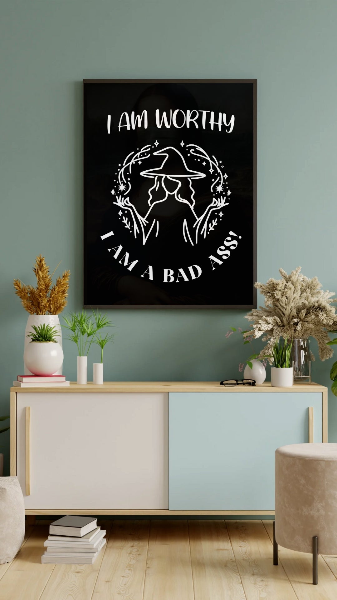 I am Worthy - Gothic Positive Affirmation Framed Matte Canvas Print