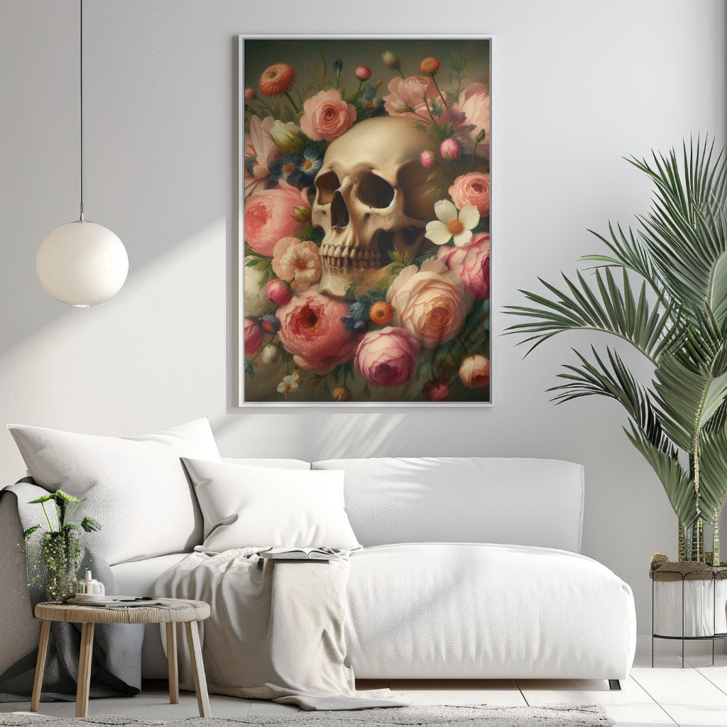 Death in Bloom - Gothic Framed Matte Canvas Print