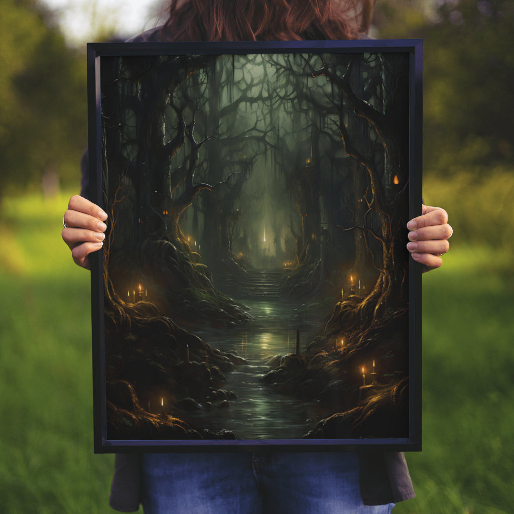Golden River - Framed Matte Canvas Wall Art