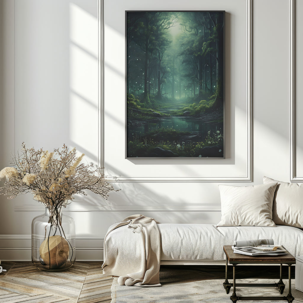 Fireflies - Gothic Framed Matte Canvas Print