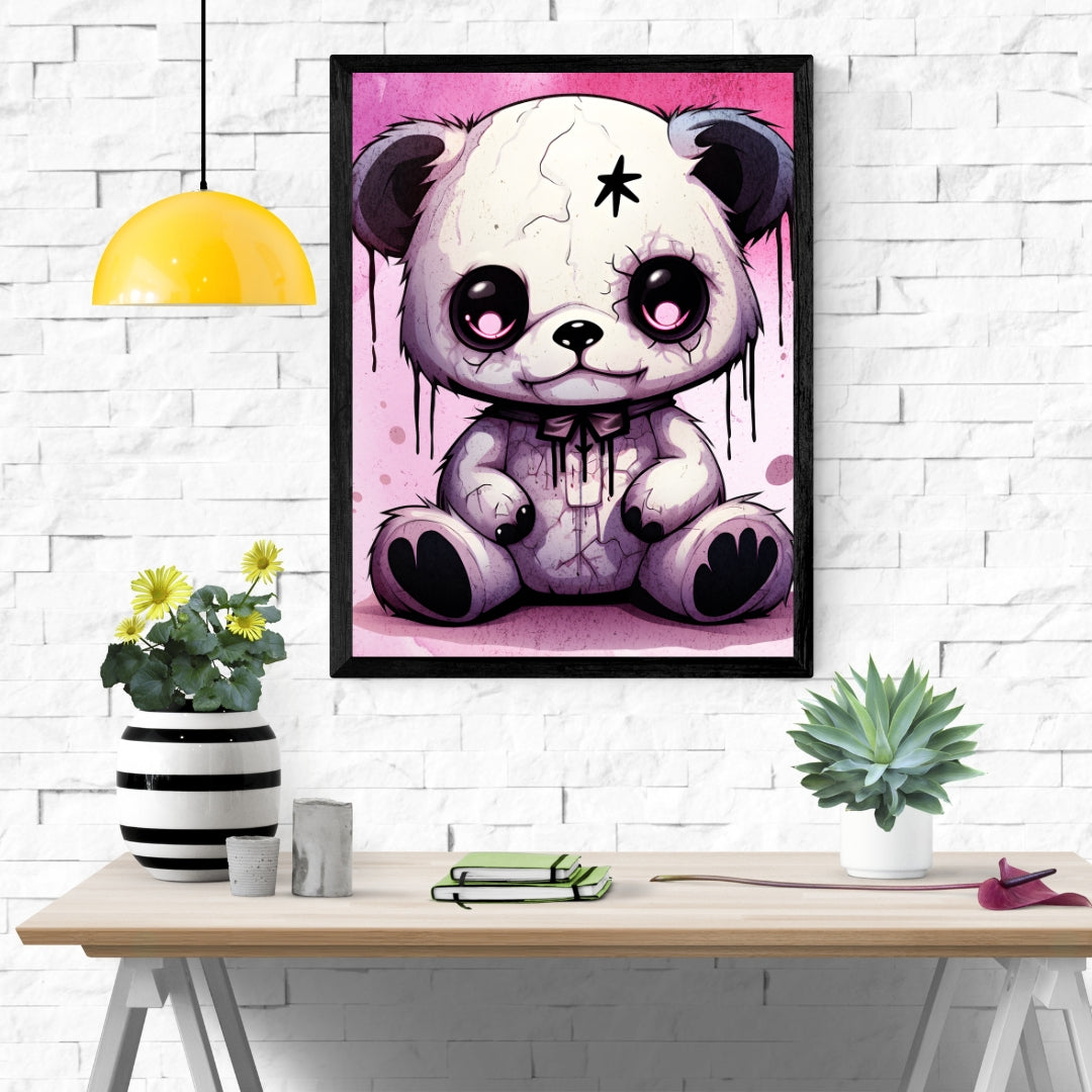 Hauntingly Sweet Teddy - Gothic Framed Matte Canvas Print