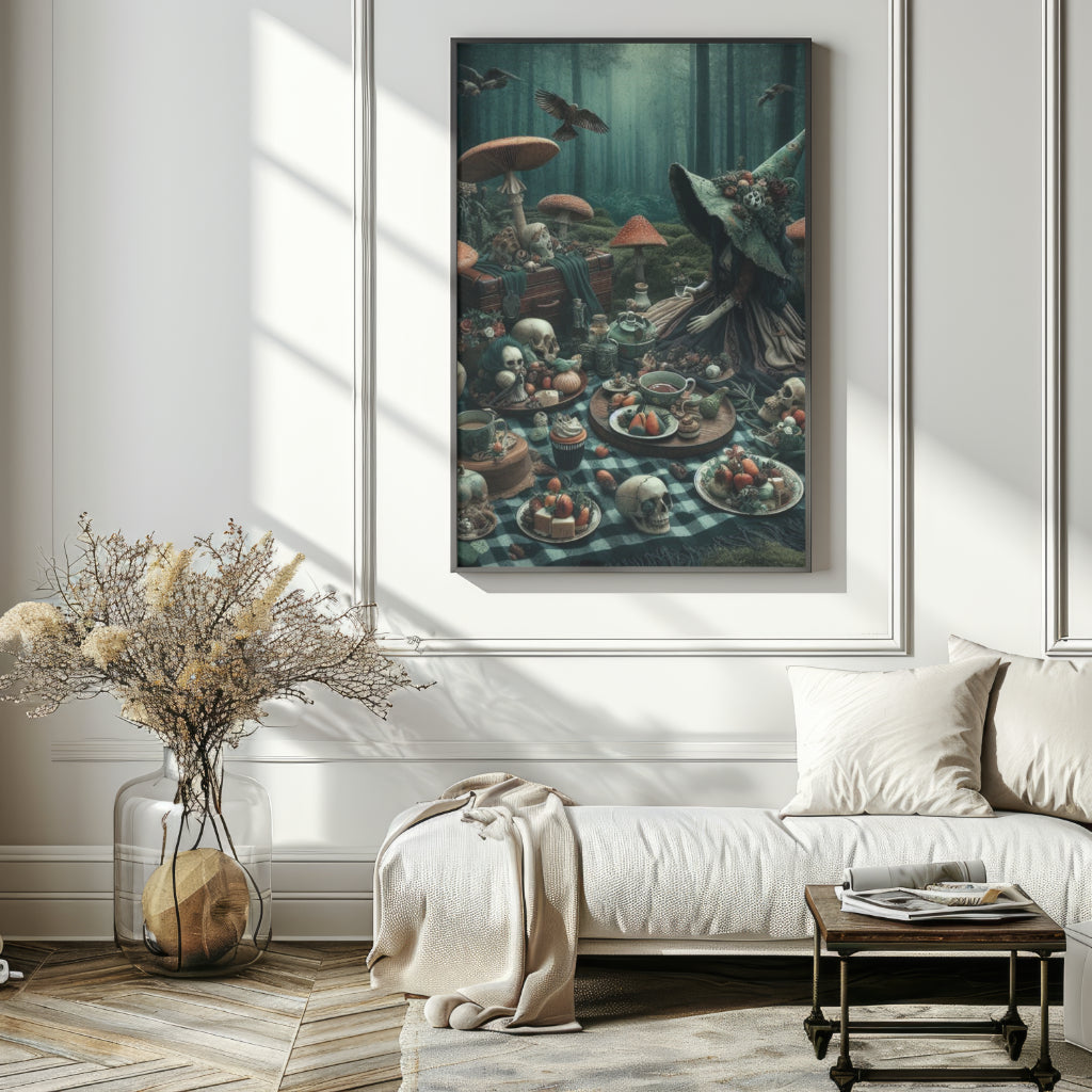 Witch's Woodland Feast - Framed Matte Canvas Print