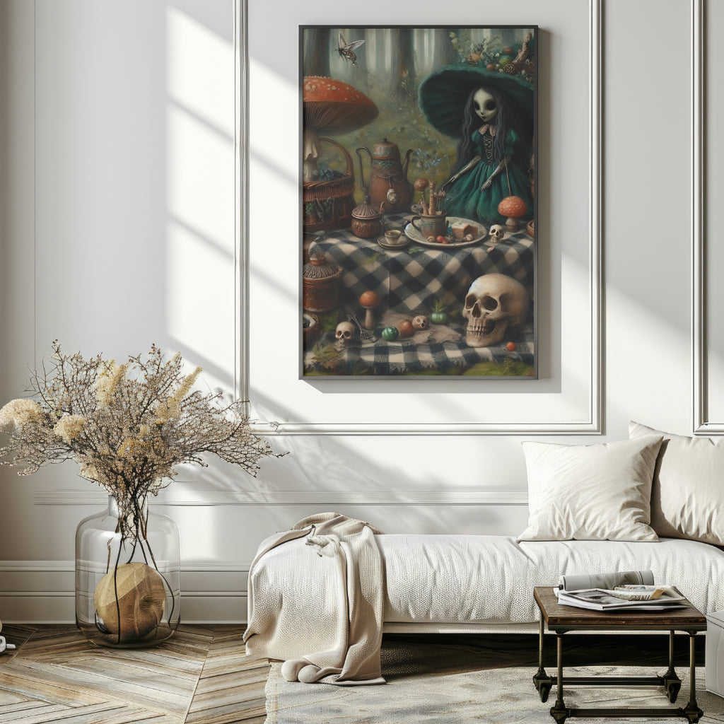 Forest Tea Party - Framed Matte Canvas Print