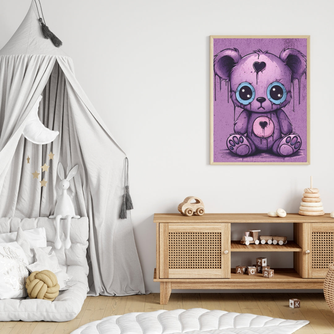 Melancholy Teddy - Framed Matte Canvas Print