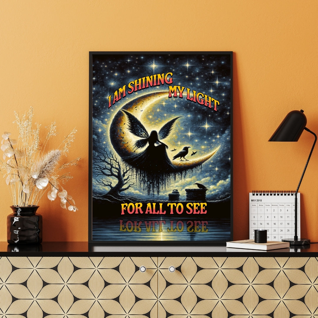 I am Shining my Light - Framed Matte Canvas Wall Art