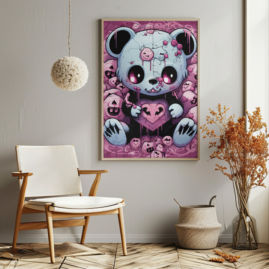 Shattered Love Teddy - Framed Matte Canvas Print