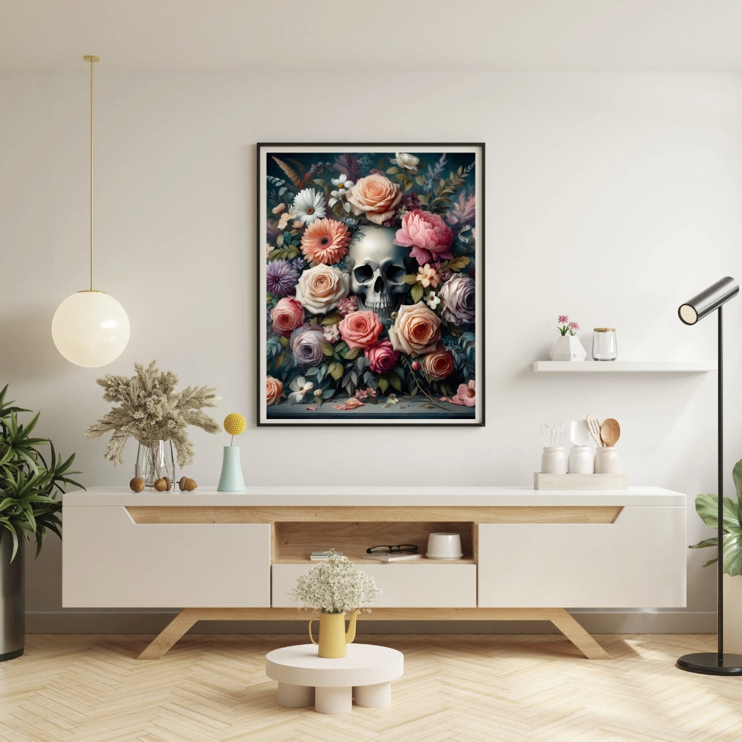 Bones & Blooms - Framed Matte Canvas Print