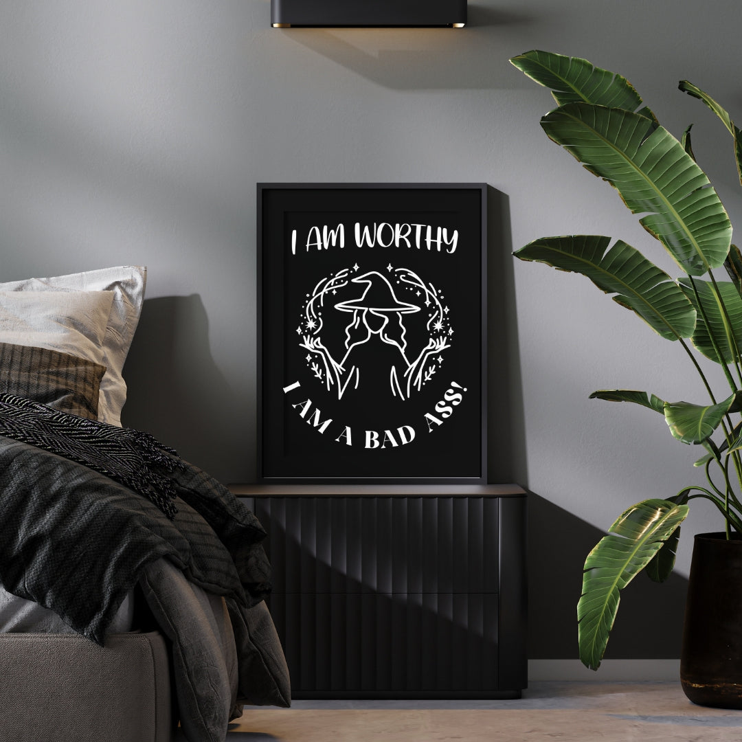 I am Worthy - Gothic Positive Affirmation Framed Matte Canvas Print