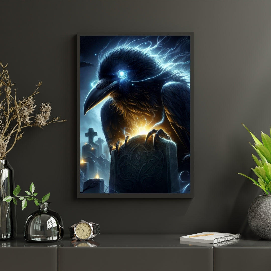 Graveyard Sentinel - Framed Matte Canvas Art