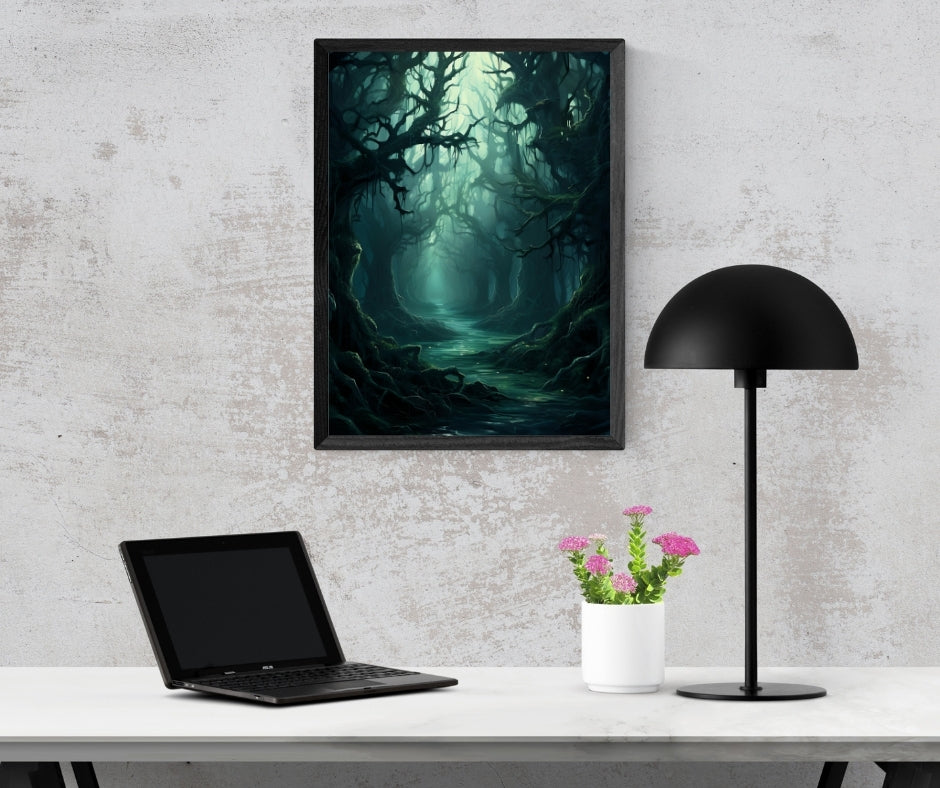 Wicked Blue Forest - Framed Matte Canvas Print