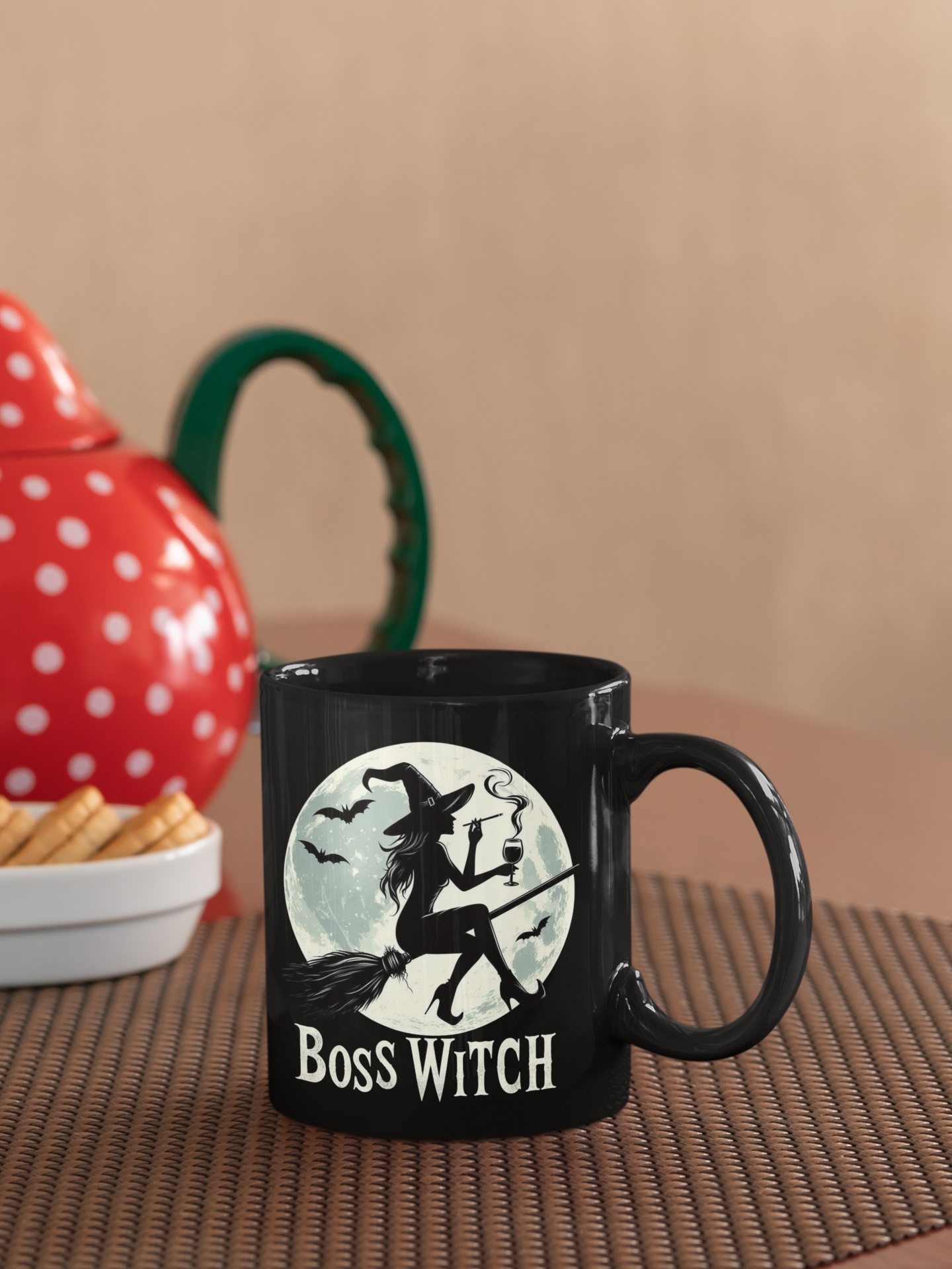 Boss Witch - 11oz White Mug - Black - Gothic Ceramic Mug