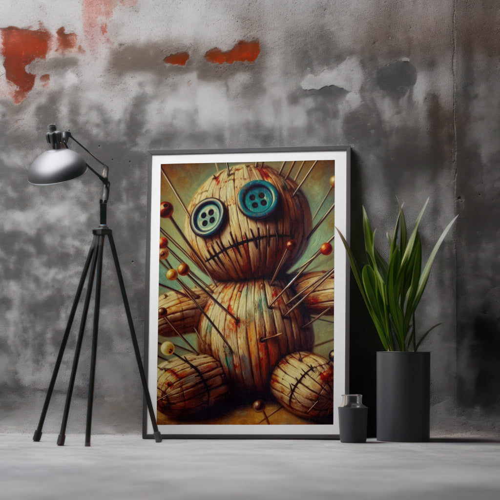 Button-Eyed Voodoo - Framed Matte Canvas Print