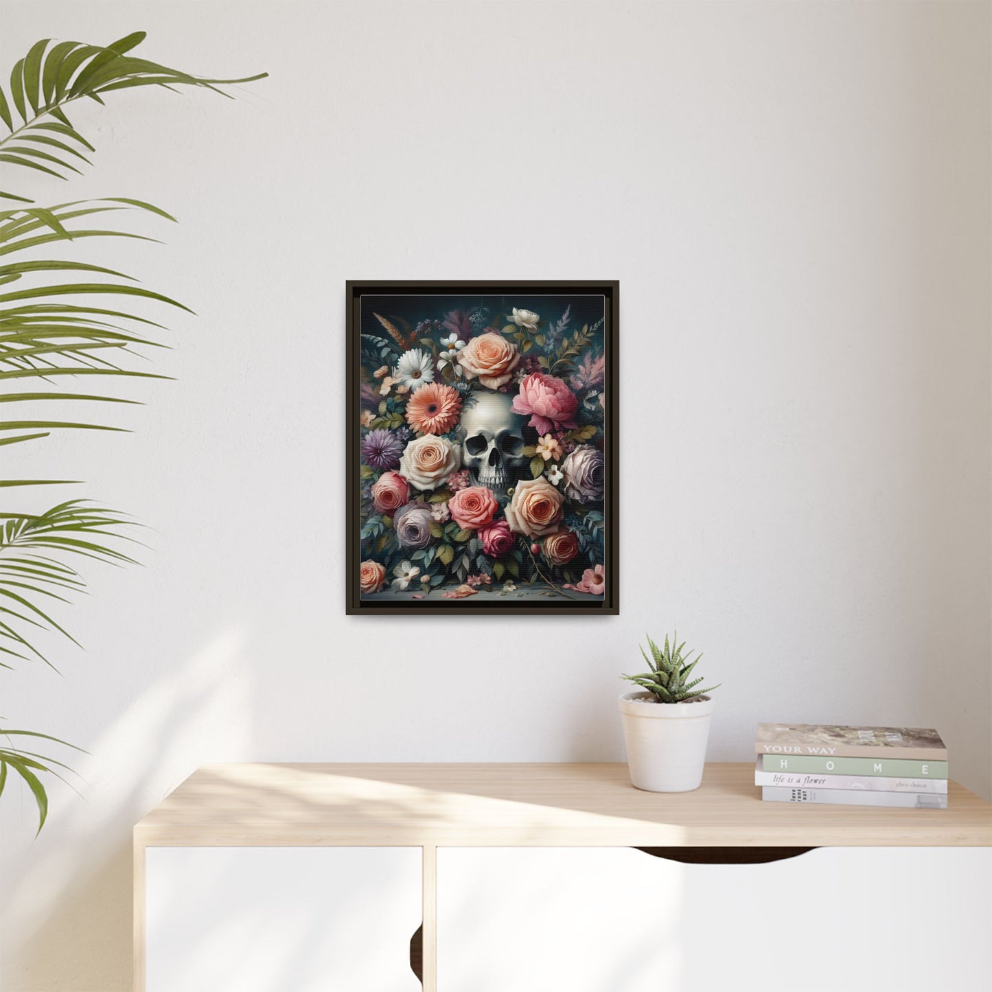 Bones & Blooms - Framed Matte Canvas Print