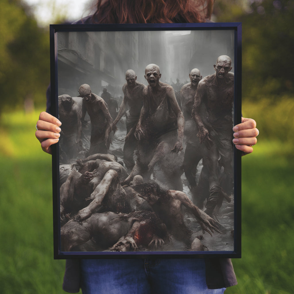 The Horde Approaches - Framed Matte Canvas Print