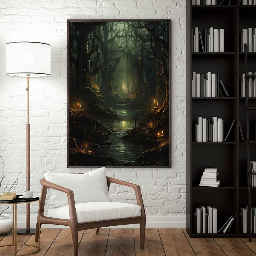 Golden River - Framed Matte Canvas Wall Art