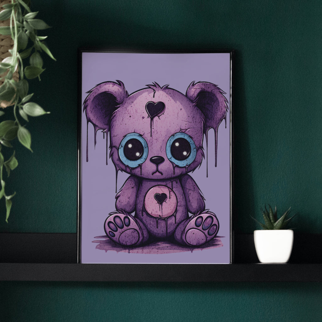Melancholy Teddy - Framed Matte Canvas Print