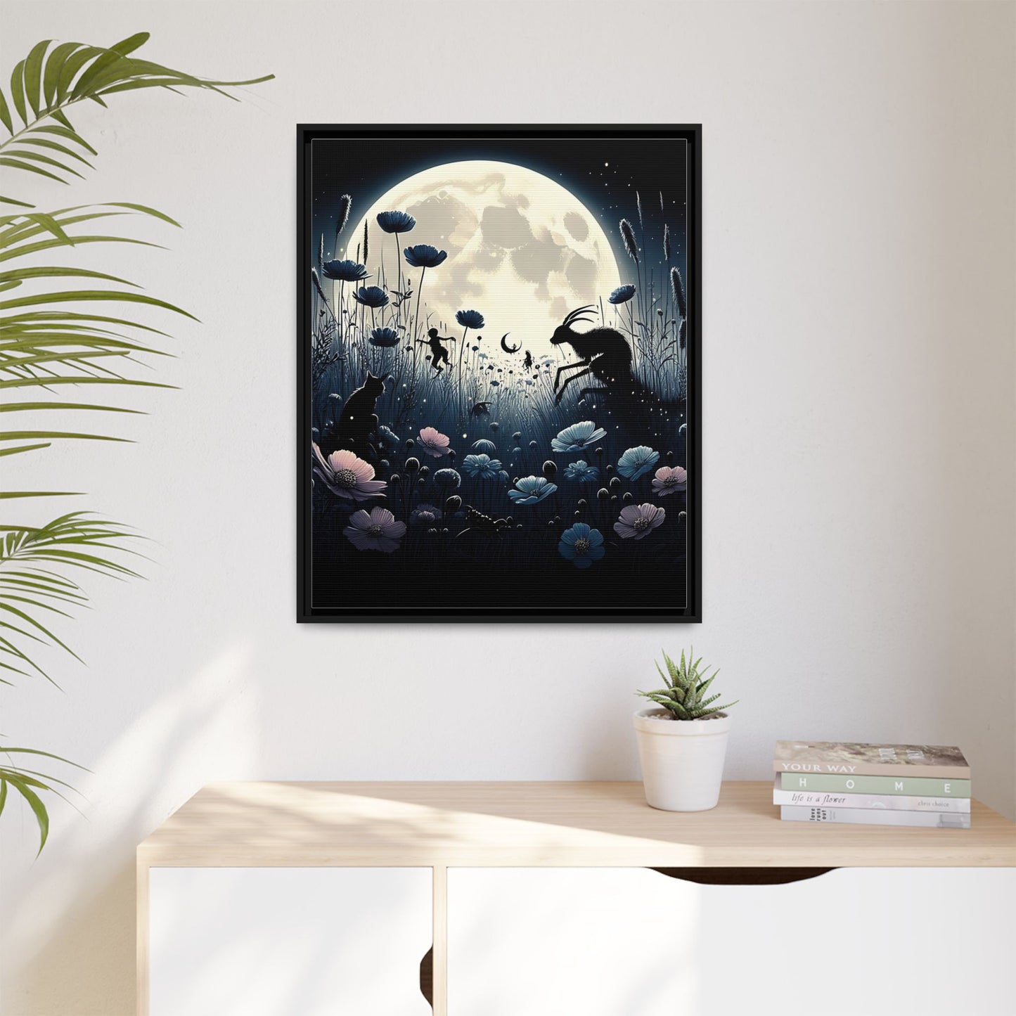 Moonlit Meadow - Gothic Framed Matte Canvas Print