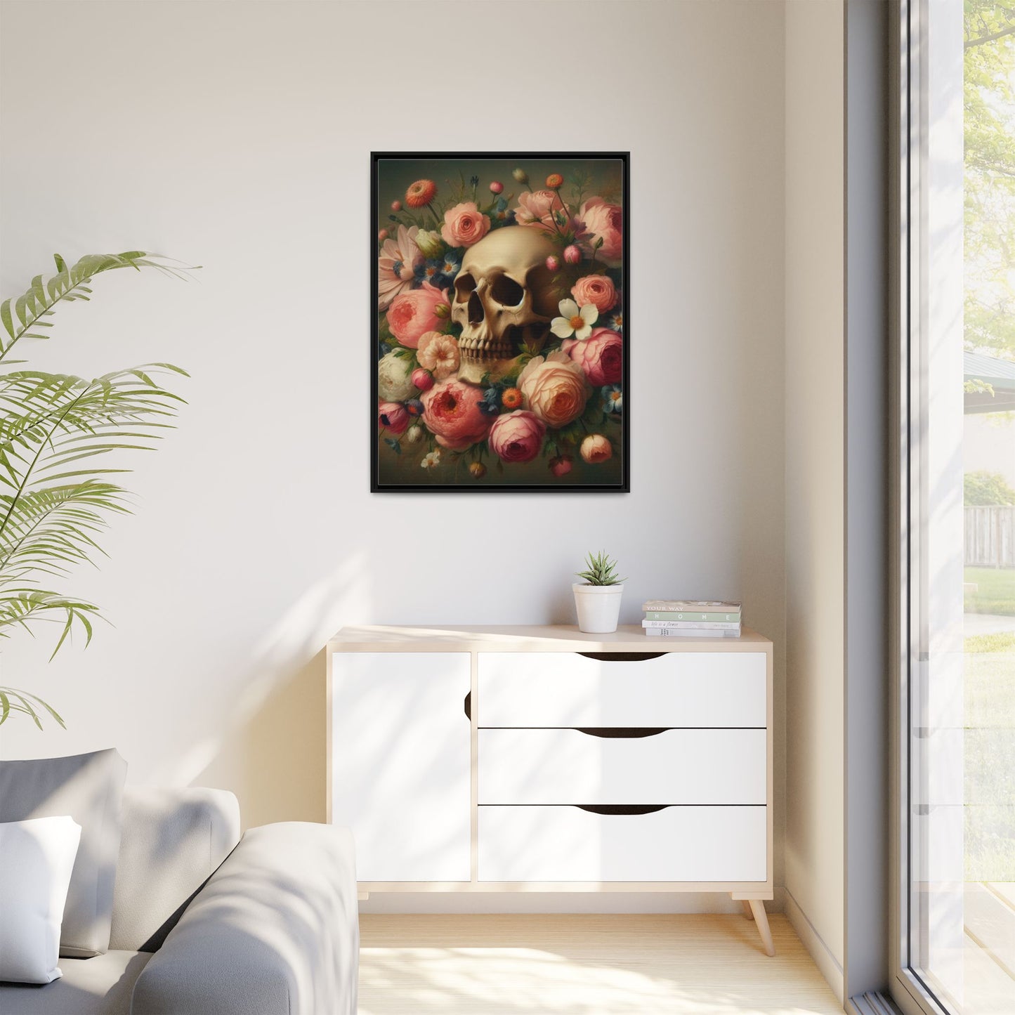 Death in Bloom - Gothic Framed Matte Canvas Print
