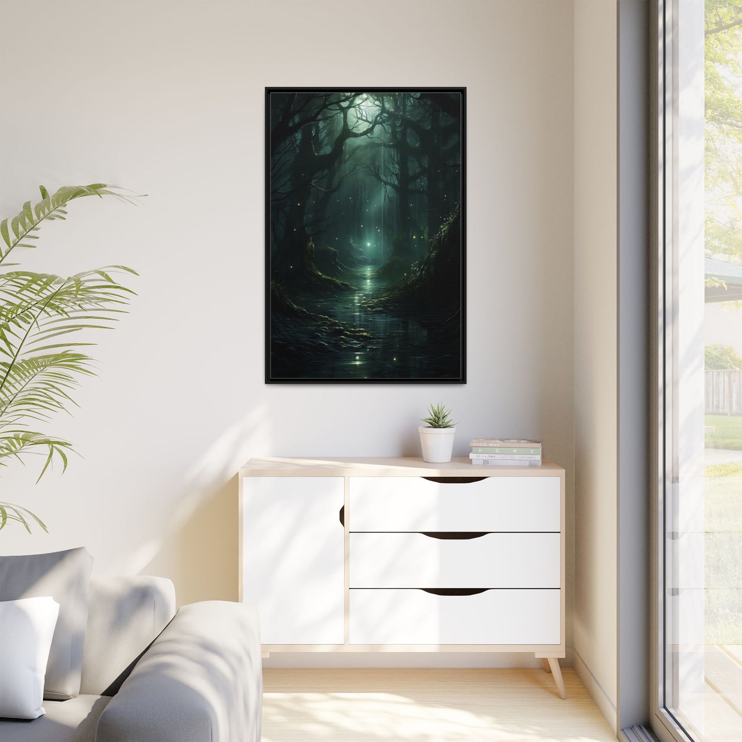 Forest River - Gothic Framed Matte Canvas Print
