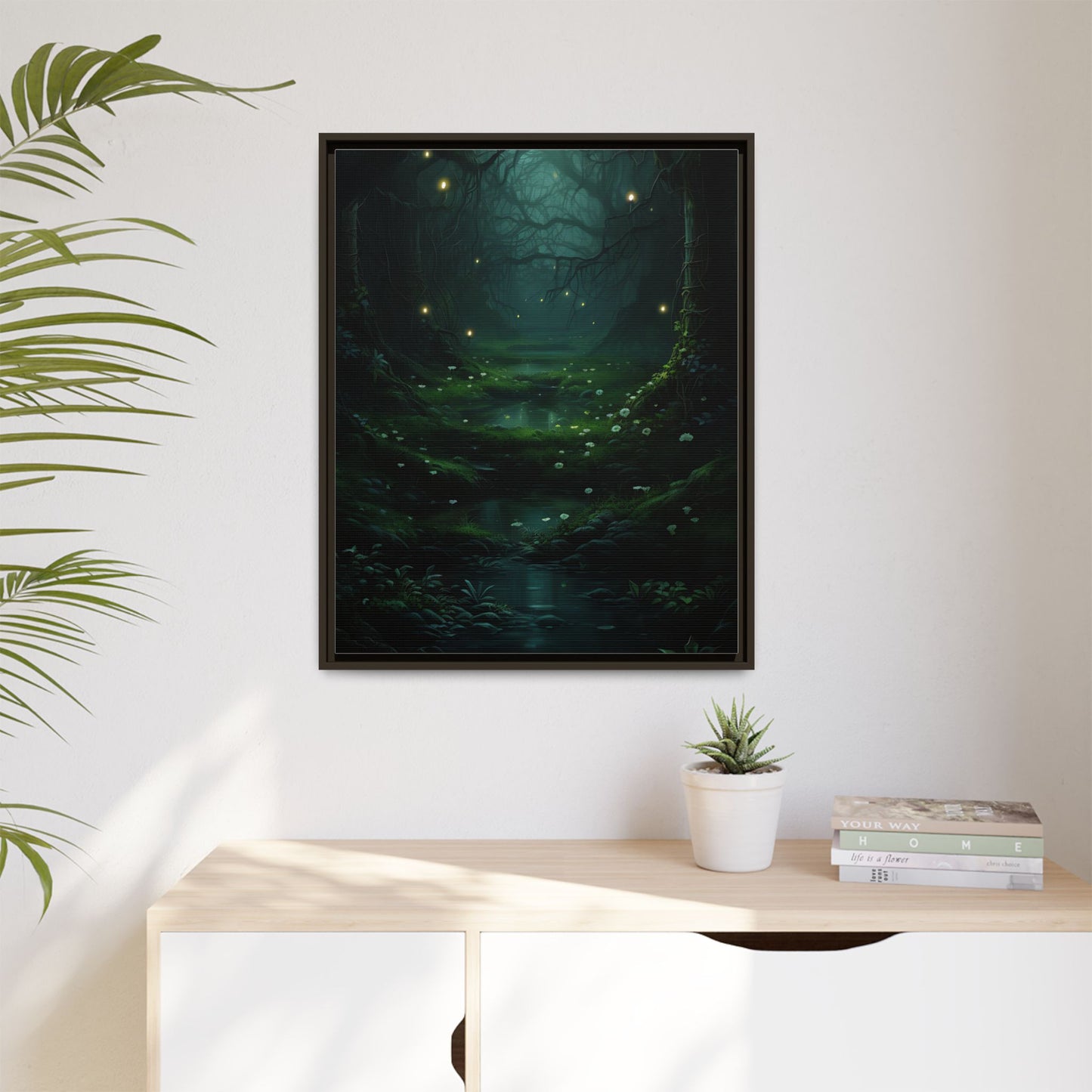 Fireflies and Flowers - Gothic Framed Matte Canvas Print