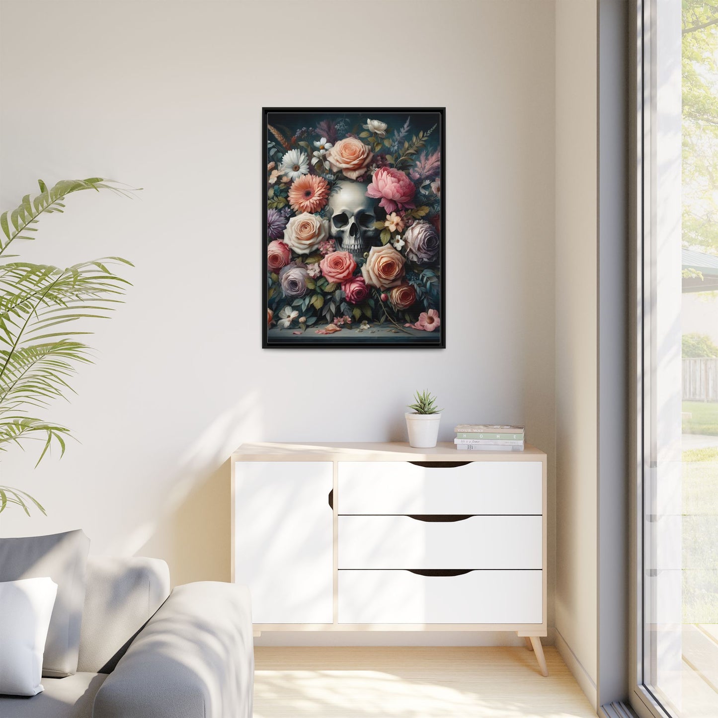 Bones & Blooms - Framed Matte Canvas Print