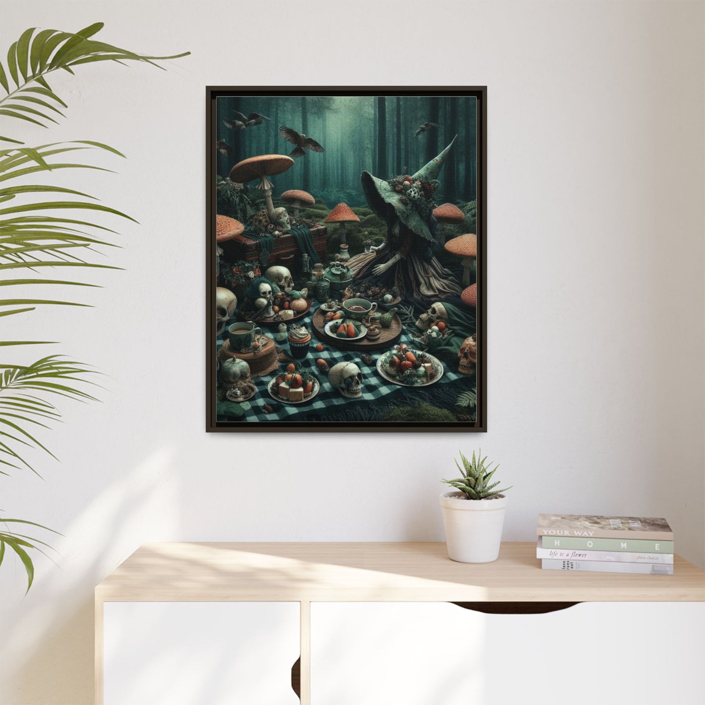 Witch's Woodland Feast - Framed Matte Canvas Print