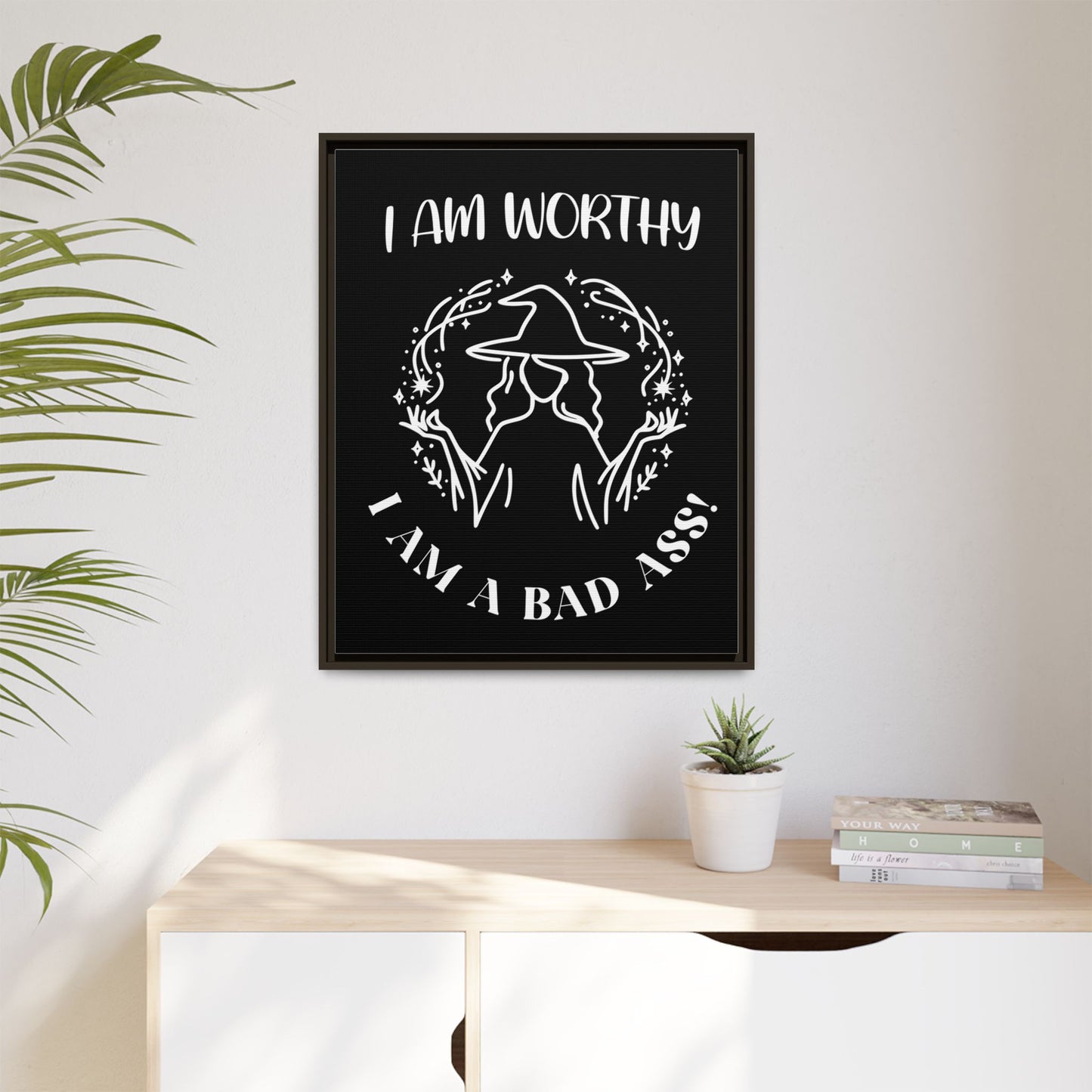 I am Worthy - Gothic Positive Affirmation Framed Matte Canvas Print