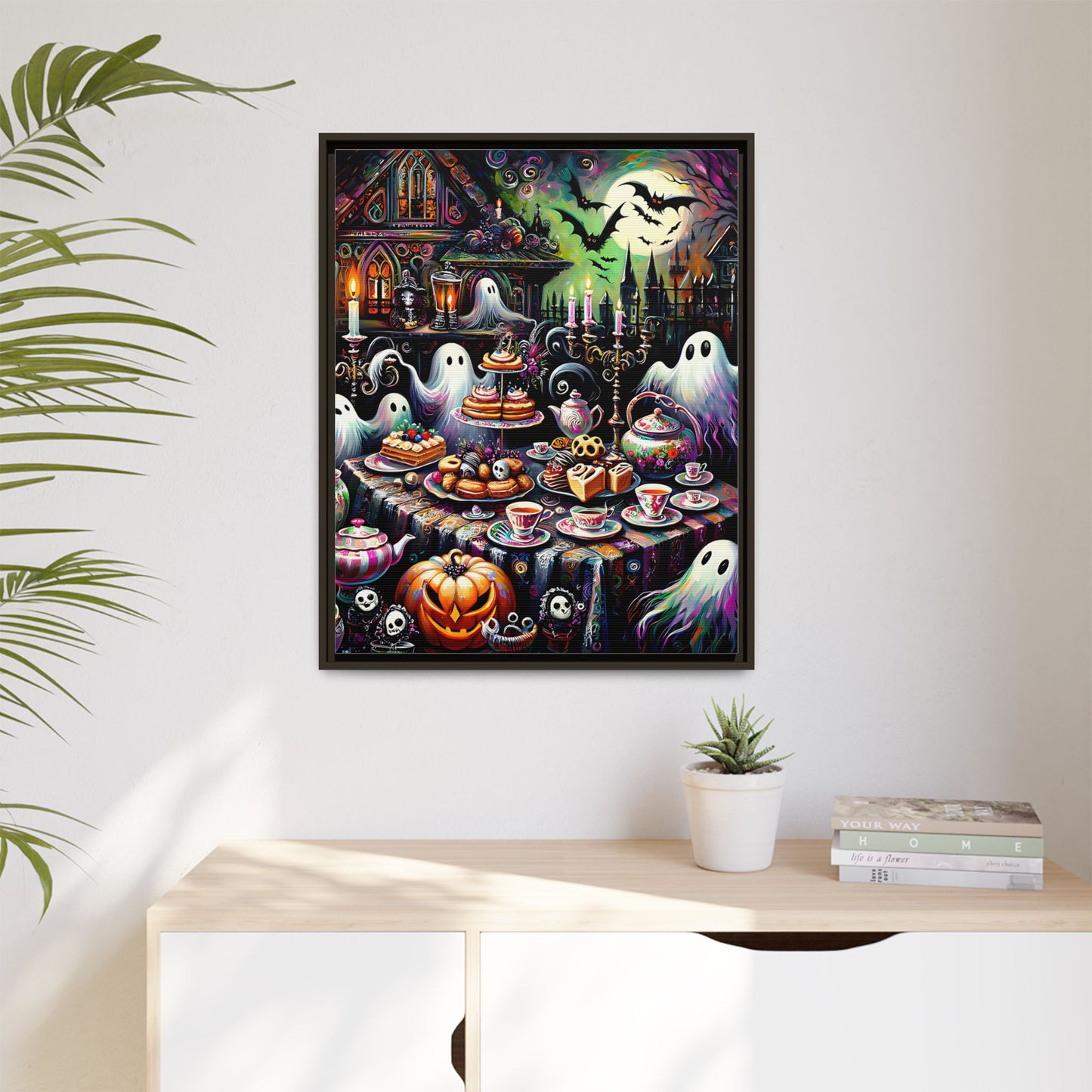 Haunted Tea Party - Gothic Framed Matte Canvas Print