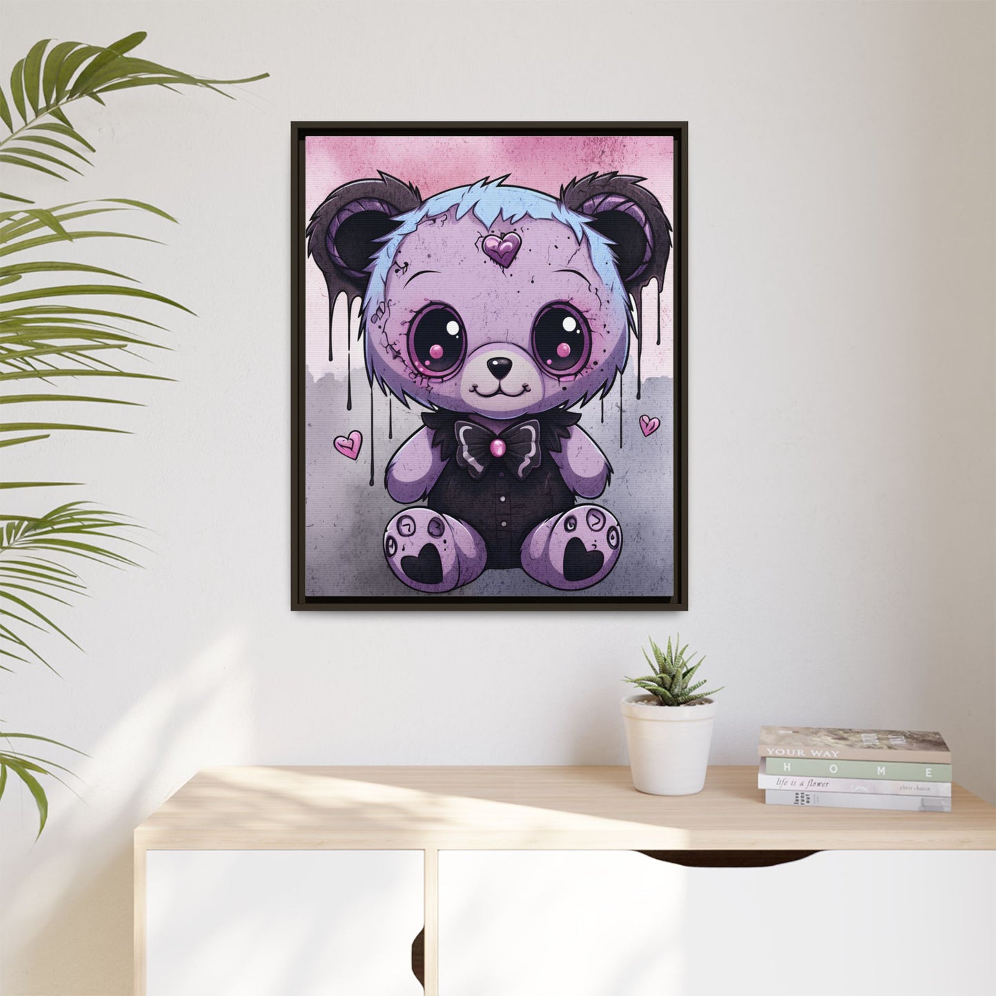 Ethereal Heart Teddy - Gothic Framed Matte Canvas Print