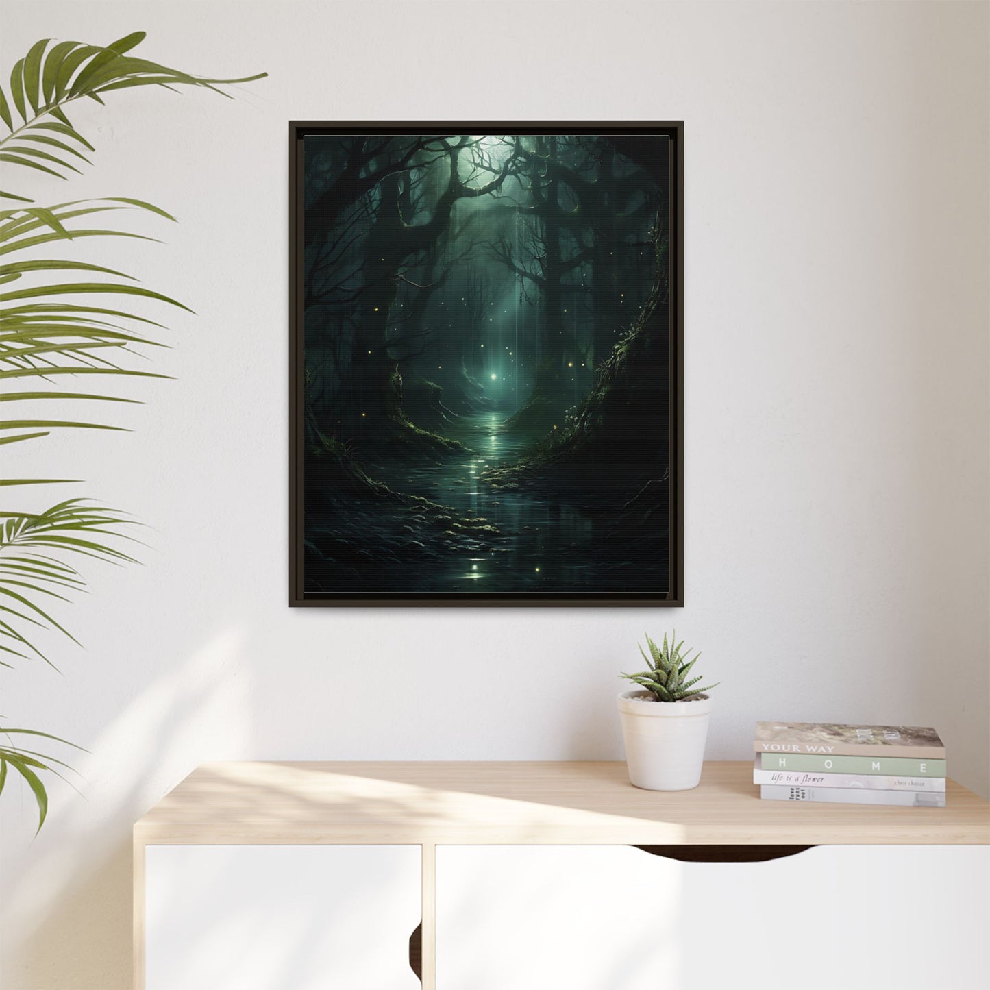 Forest River - Gothic Framed Matte Canvas Print