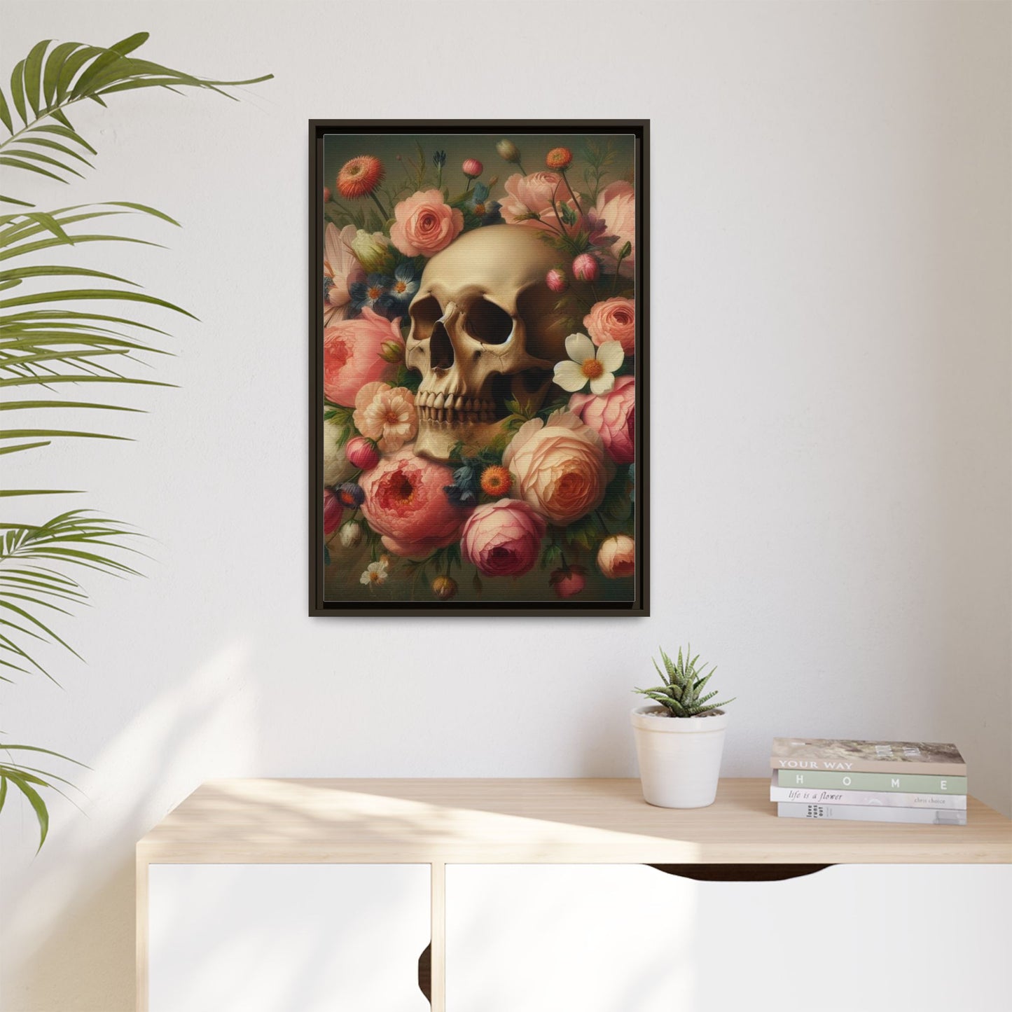 Death in Bloom - Gothic Framed Matte Canvas Print