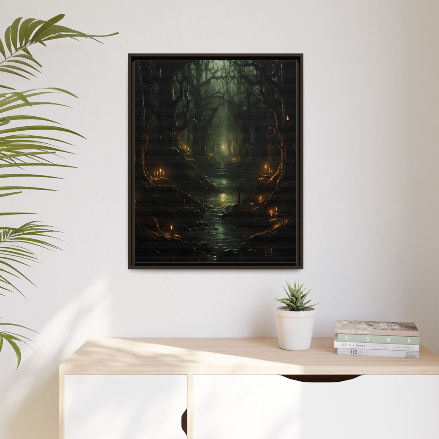 Golden River - Framed Matte Canvas Wall Art