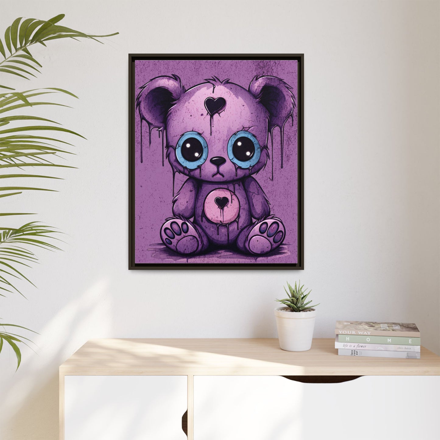 Melancholy Teddy - Framed Matte Canvas Print