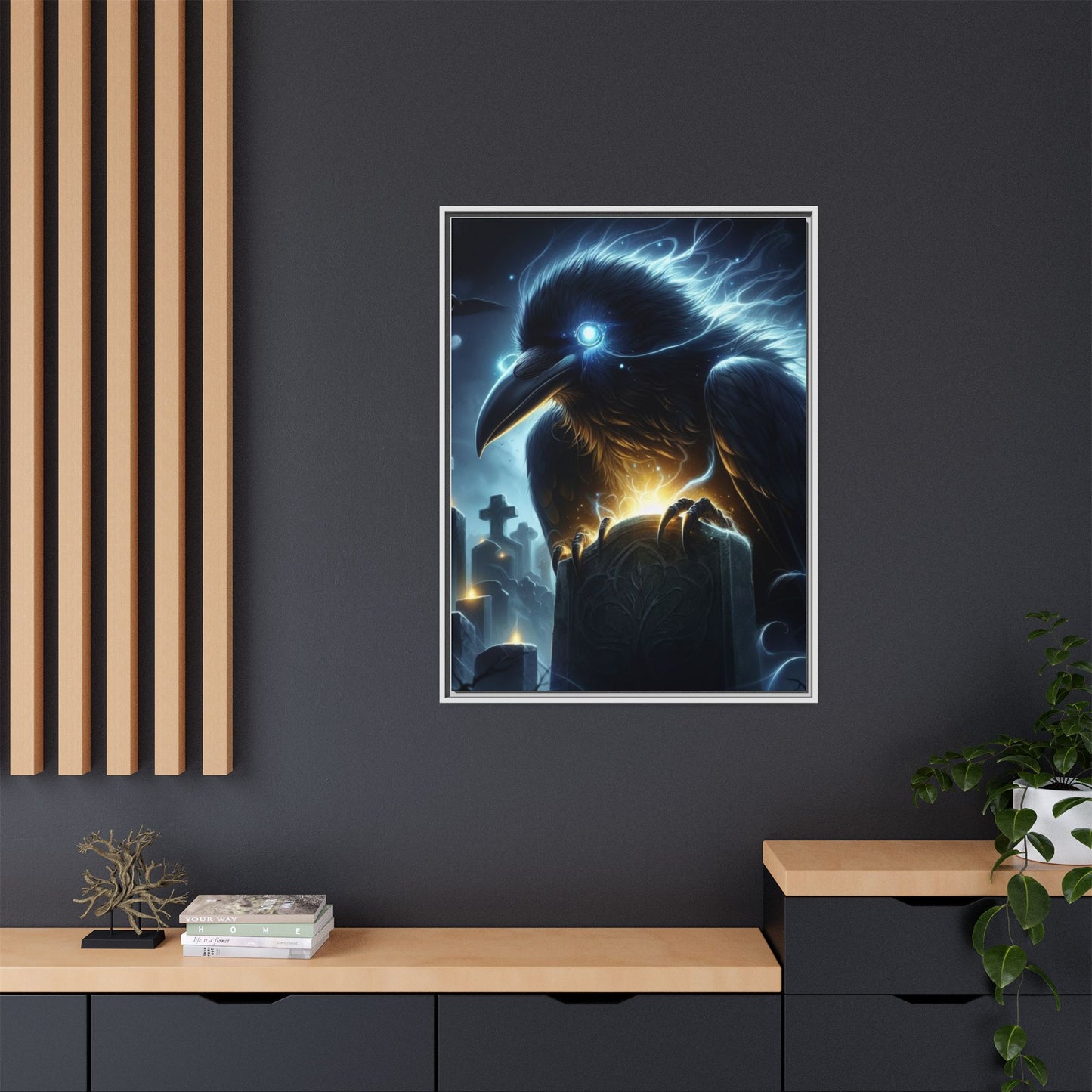 Graveyard Sentinel - Framed Matte Canvas Art