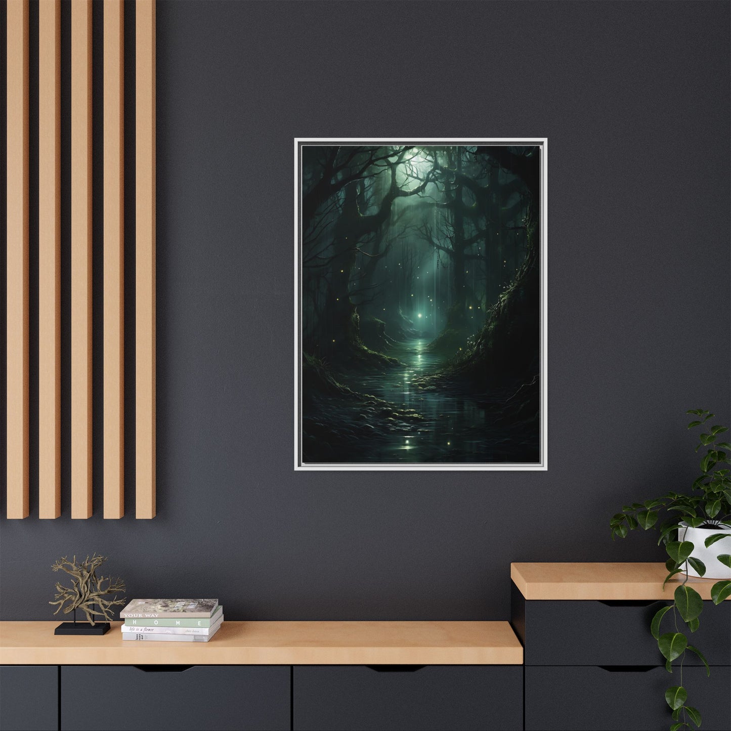 Forest River - Gothic Framed Matte Canvas Print