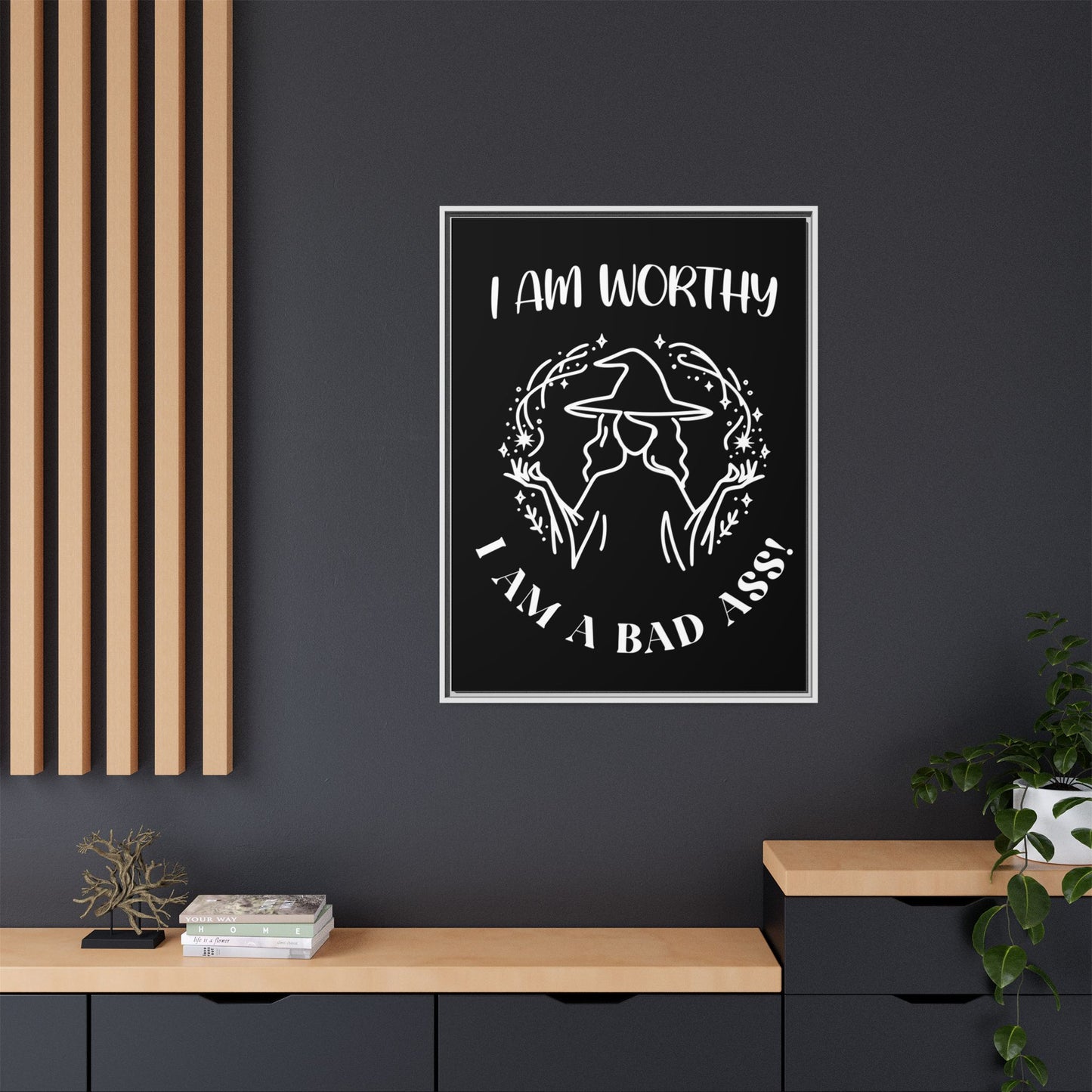 I am Worthy - Gothic Positive Affirmation Framed Matte Canvas Print