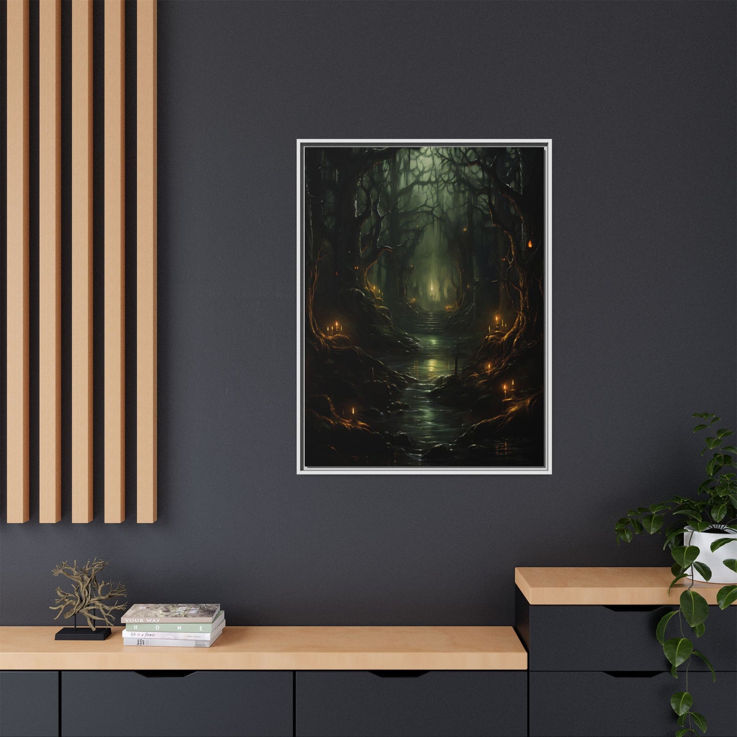 Golden River - Framed Matte Canvas Wall Art