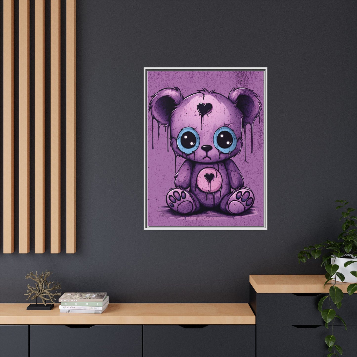 Melancholy Teddy - Framed Matte Canvas Print