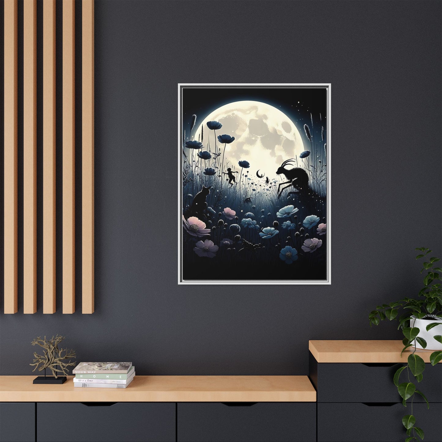 Moonlit Meadow - Gothic Framed Matte Canvas Print